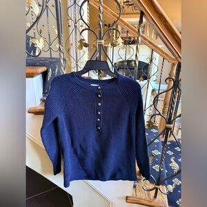 Jjill Henley Button Top. Navy. Size S EUC
